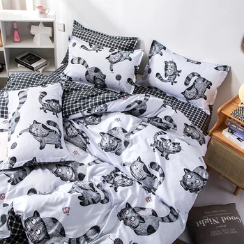 Katė modelio antklode padengti vaikų 135x200/150x200 Užvalkalas 3pcs antklode padengti nustatyti，patalynės komplektas，antklodė padengti，paklode，lova padengti