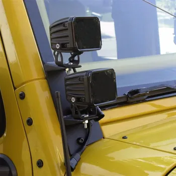 Dvigubos A-Ramstis Šviesos Skliausteliuose Dual Apatinė priekinio Stiklo LED Darbo Šviesos Antgaliai Rinkinio 2007-2017 Jeep Wrangler JK / JKU (Pora, Juoda)