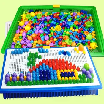 296 Vnt/Set Box-supakuotas Grūdų, Grybų Nagų Karoliukai Pažangi 3D Dėlionės Žaidimai, Dėlionės Valdybos Vaikams, Vaikams mokomieji Žaislai