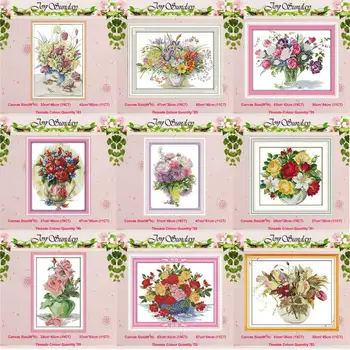 Rožių tulpių vaza Astra gėlių modelius skaičiuojami 11CT 14CT Kryželiu Rinkinys 