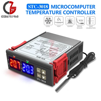 STC-3018 AC 110V-220V Skaitmeninis Temperatūros Reguliatorius Termostatas Termometras Patalpoje Lauko Temperatūros Kalibravimo Raudona Mėlyna LED