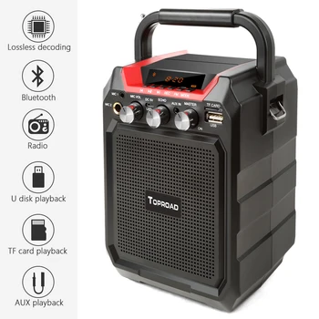 TOPROAD Portable Bluetooth Speaker Belaidžio 3D Stereo žemų dažnių Garsiakalbiai Garsiakalbių Parama AUX FM TF Mikrofonas Nuotolinio Valdymo pultas