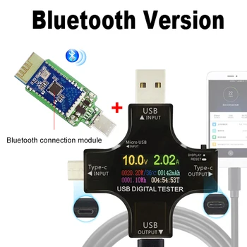 PD USB Spalva testeris 12 1 DC Digital voltmeter srovė Tipas-C metrų amp ammeter detektorius maitinimo banko įkroviklio indikatorius