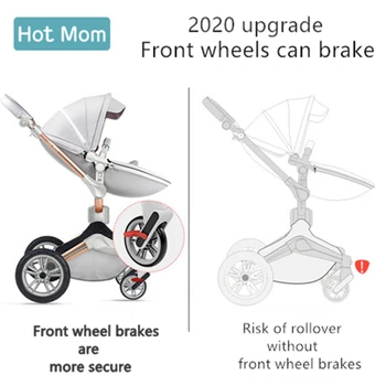 2020 Karšto Mama, vežimėlis baby didelių kraštovaizdžio naujagimis gali sėdėti sėdima lankstymo šviesos importuoti kūdikių vaiko vežimėlis PU nemokama laivas