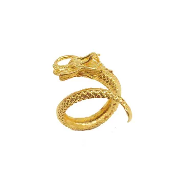 Aukštos Kokybės Mados Paprastas Šveitiklis Realus Dragon formuoti Moterų 's Žiedai 24K Aukso Vyrų piršto-žiedas didmeninė Kalėdų dovanos