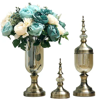 Europos stiklo vaza kristalų papuošalai modernus minimalistinio Amerikos gėlių kompozicijų papuošalai valgomojo stalas, TV spintelė gyvenimo
