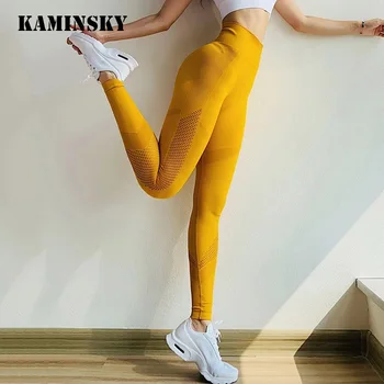 Kaminsky Spandex 12% Aukšto Liemens Kelnės Moterims, Sporto Salė Antblauzdžiai Besiūliai Antblauzdžiai Sporto Sveikatingumo Bėgimas Moterų Sexy Grobis Leggins Mujer