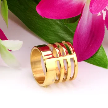 LUXUSTEEL Žiedai Moterims Šalis, Aukso Spalvos, Tuščiavidurė Plotis 18mm Nerūdijančio Plieno Žiedai Mujer Didmeninė nustatyti anillos Vestuvių