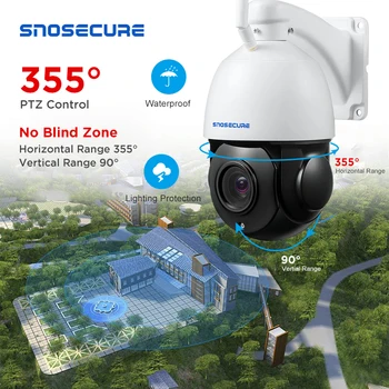 SNOSECURE 5MP 20X Priartinimas HD IP VAIZDO stebėjimo Kamera su POE WiFi Vandeniui Lauko WiFi PTZ Saugumo Belaidžio IR Cam PTZ Speed Dome Onvif