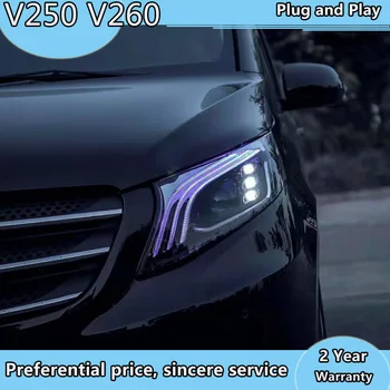 Automobilių stiliaus žibintas Benz Vito priekinis žibintas V250 V260 V260L žibintas 2016 2017 2018 2019 m. VISI LED vito priekinis žibintas Bi Objektyvas