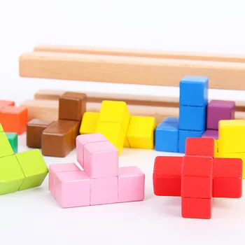 Montessori 74 Būdų, Kaip Žaisti Spalvos Jenga Konstruktyvaus Švietimo Super Smegenis, Krovimas Žaidimas Mediniai Žaislai