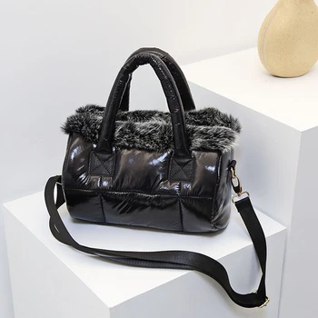 Triušio kailio, kailio maišelį Žemyn bag2020 žiemos naujas moterų maišas kosmoso medvilnės maišelį petį krepšys prabanga moterys dizaineris rankinės