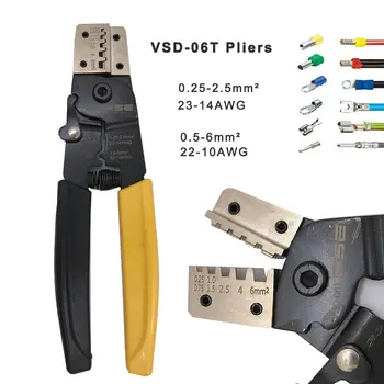 VSD-06T 0.25-2.5mm23-14AWG 3 In 1 užspaudimo įrankiais, mini tipo savarankiškai reguliuojamas užspaudimo replės multi įrankis Korpuso tipas specialus gnybtas