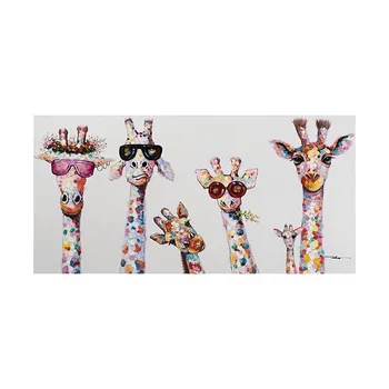 Laimingas Žirafa Šeimos Drobės Tapybos Animacinių Filmų Gyvūnų Spausdinti Plakato Mielas, Vaikų Kambario, Miegamojo Sienos Meno Apdailos Kabinti Nuotraukas