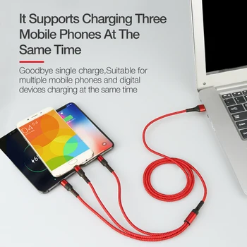 Coolreall 3 in 1 USB Cable for iPhone XR 12 MAX X 8 7 6 Mikro Įkrovimo Kabelis, Įkroviklis, usb c Tipo kabelis Mobiliojo Telefono Įkroviklio Laidas