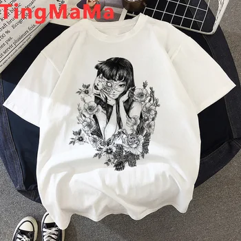 Siaubo Manga Junji Ito vasaros top marškinėliai femme ulzzang grafinis tees moterų plius dydis pora 2020 marškinėlius drabužius kawaii