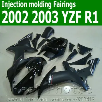 Liejimo purvasargiai už YAMAHA R1 2002 2003 YZF R1 plastiko lauktuvės rinkinys 02 03 matinė juoda bodyworks nustatyti JK45