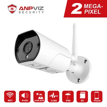 Anpviz HD 2MP, Belaidžių IP kamerų Onvif Lauko/Patalpų 1080P WiFi Kulka Camara Vandeniui Naktinio Matymo IR Supjaustyti P2P