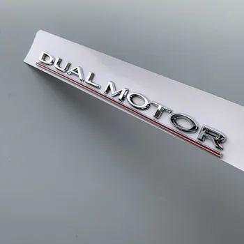 DUAL MOTOR Pabrėžė Raidžių Emblema už Tesla Model 3 P100D Logotipą, Automobilių Optikos Aukštos kokybės Kamieno Ženklelis Lipduką 