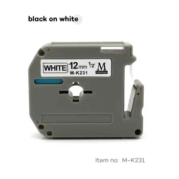 5Packs MK 231 juostelės Suderinama brolis mk 231 M-K231 12MM Black on white label juosta brother p-touch spausdintuvo PT-80 PT-M95