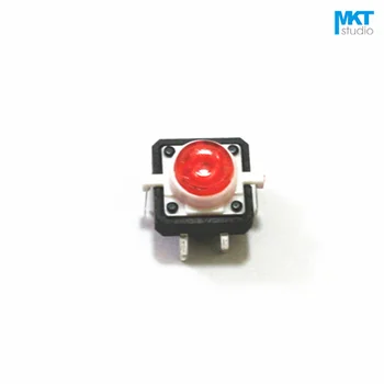 100vnt 12*12*7mm Per Skylę Micro Mygtukas Lytėjimo Momentinis Jungiklis Su LED Žalia Raudona Geltona Mėlyna Balta