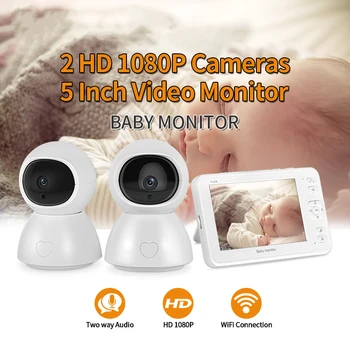 SHIWOJIA 5inch Video Baby Monitor 2vnt 1080P HD Kamera, WiFi Verkti Signalizacijos Auklė Baby Cam Kamera, Naktinio Matymo Priežiūros Aukle